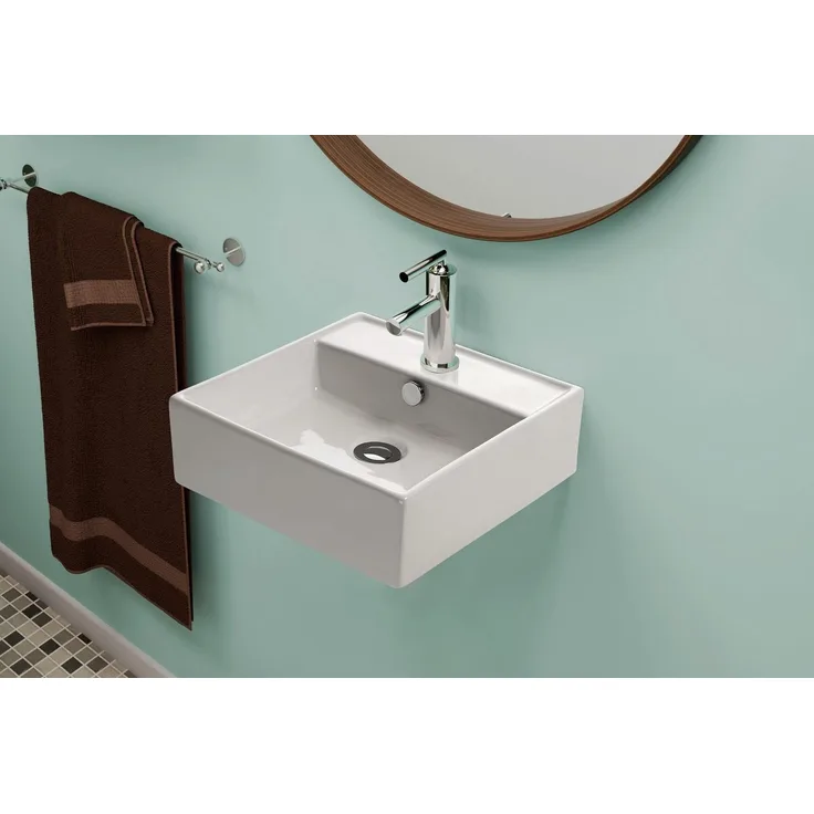 NEG Waschbecken NEG Hänge-Waschbecken Uno16H (klein/quadratisch) (16H), Sanitärkeramik mit Nano-Beschichtung, weiß