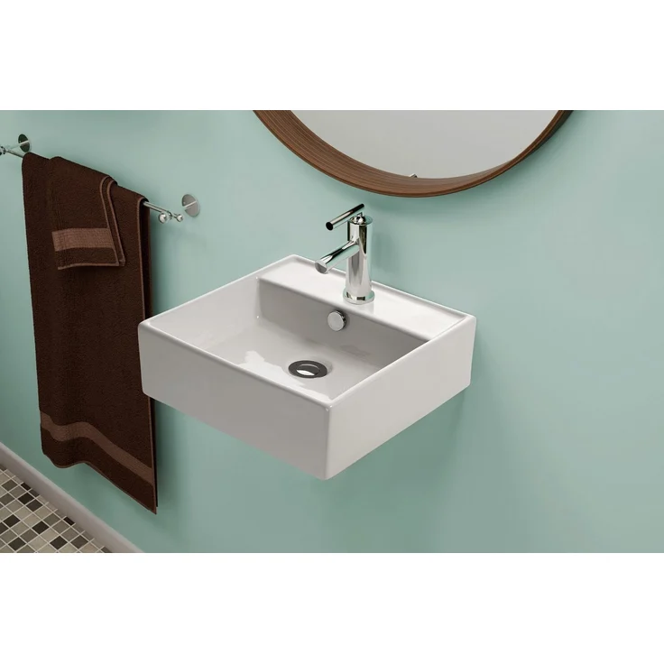NEG Waschbecken NEG Hänge-Waschbecken Uno16H (klein/quadratisch) (16H), Sanitärkeramik mit Nano-Beschichtung, weiß – Bild 1