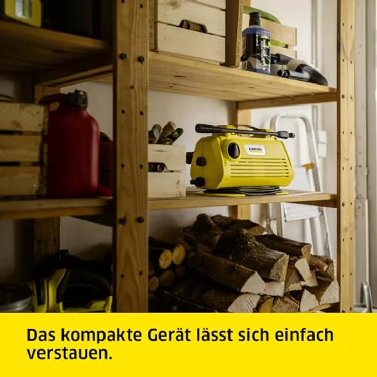 Kärcher Hochdruckreiniger K 2 Premium Horizontal VPS Home, platzsparend und effizient, inklusive Home Kit, gelb – Bild 5