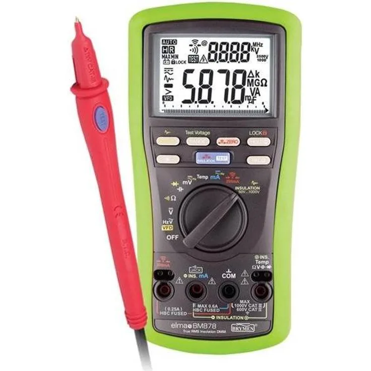 Elma Instruments BM878 Isolationsmultimeter mit Remote-Probe und Temperaturmessung, schwarz