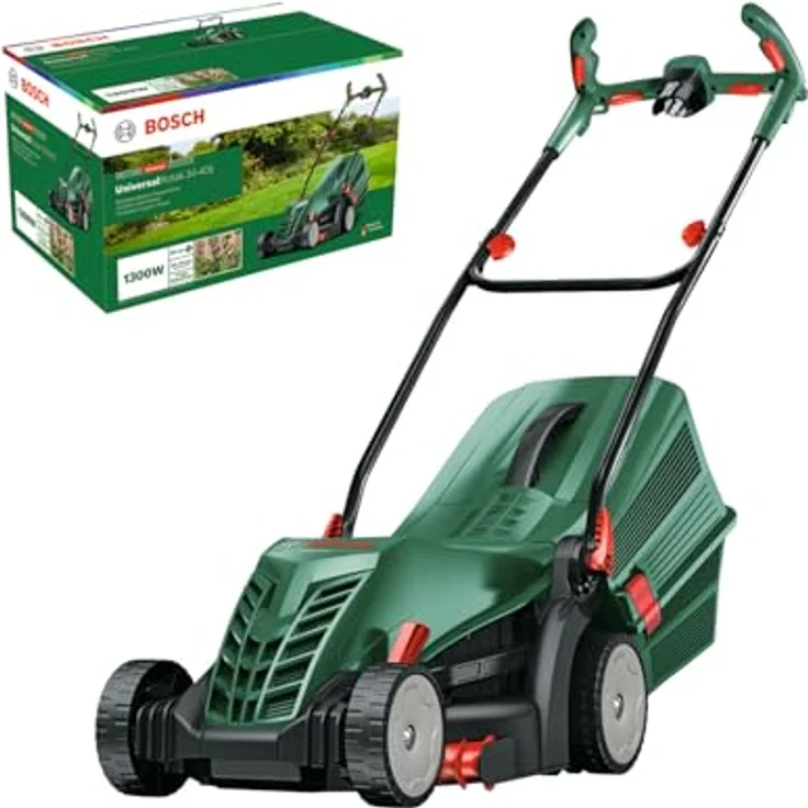 Bosch Home & Garden UniversalRotak 34-405, Netzbetrieb Rasenmäher mit Ergoflex-Griffen, integrierten Rasenkämmen und 40 L Grasfangbox – Bild 1