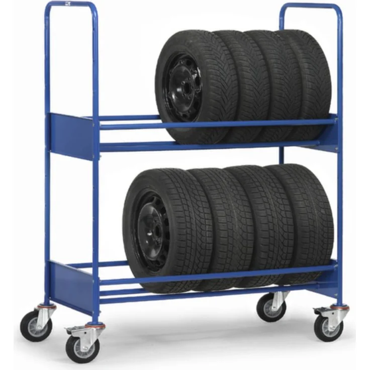 Fetra 4586 Reifenwagen, Stahl pulverbeschichtet, Traglast 250 kg, Vollgummi-Bereifung, 4 Lenkrollen – Bild 1