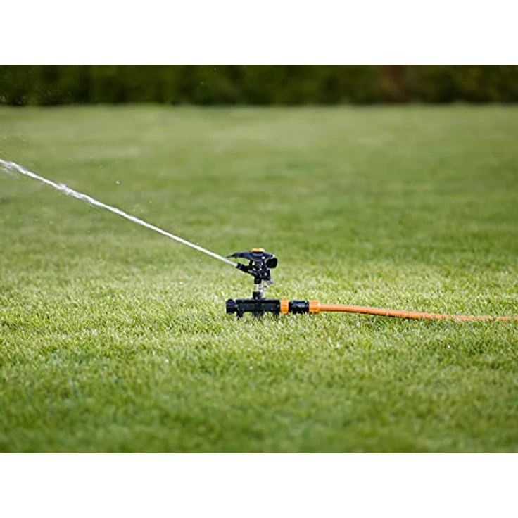Fiskars Impuls-Sprinkler XL, Metallsprinkler mit Abstandsregelung, Sprühbild- und Rotationskontrolle, Ø 26 m Reichweite, Schwarz/Orange, 1023658 – Bild 4