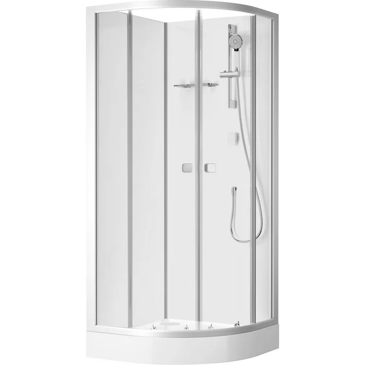 Marwell Komplettdusche Shower Fresh Round, BxT: 85x85 cm, mit Gleittüren, silber-matt