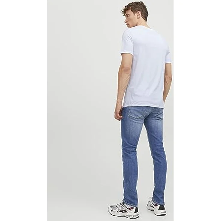 Jack & Jones Herren Basic Shirt, bequem geschnitten, 2er Pack, Weiß, Größe M – Bild 4