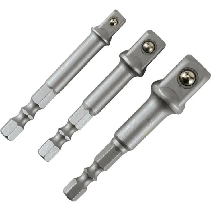HM Müllner Werkzeuge Bit-Set HM Bit-Adapter-Satz, 3-tlg. Chrom-Vanadium-Stahl, für 1/4" Sechskant auf 1/4", 3/8" und 1/2" Antrieb