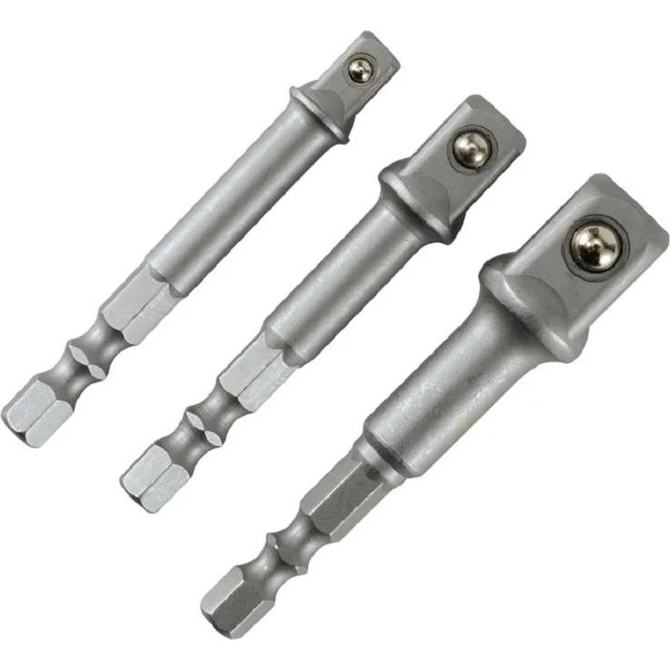 HM Müllner Werkzeuge Bit-Set HM Bit-Adapter-Satz, 3-tlg. Chrom-Vanadium-Stahl, für 1/4" Sechskant auf 1/4", 3/8" und 1/2" Antrieb – Bild 1