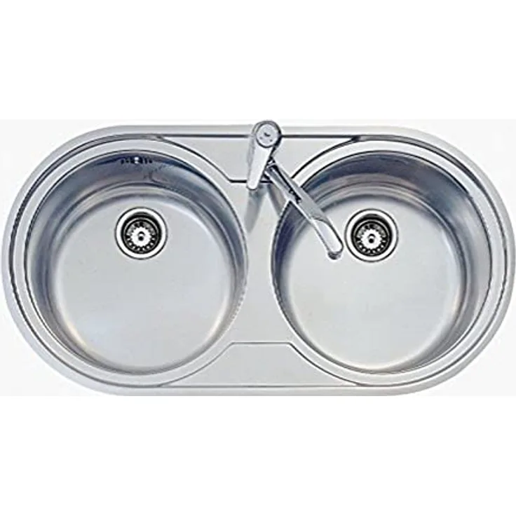 DUETTA 2C Fregadero inox 2 cubetas redondas, 150mm, Mueble 90