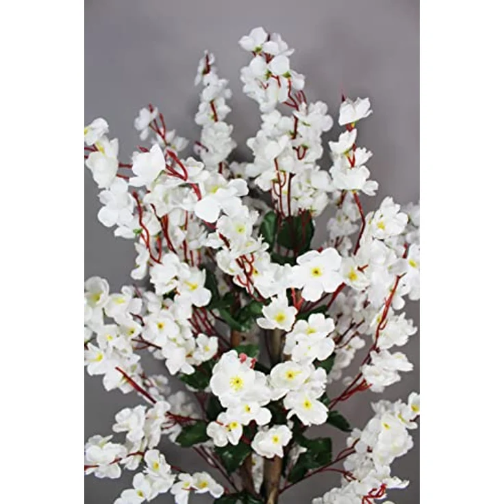 Arnusa Kunstpflanze Blütenbaum 120 cm Wintersweet Künstliche Pflanze Blüten Kunstbaum im Topf Frühlings Pflanze (Weiß) – Bild 2