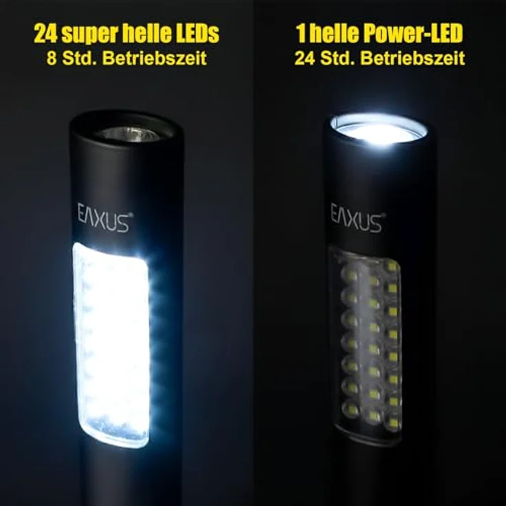 Eaxus® 2er Set LED Arbeitsleuchte - Taschenlampe mit Magnet, inkl. Batterien, hohe Leuchtkraft, 24h Leuchtdauer im Taschenlampen-Modus – Bild 2