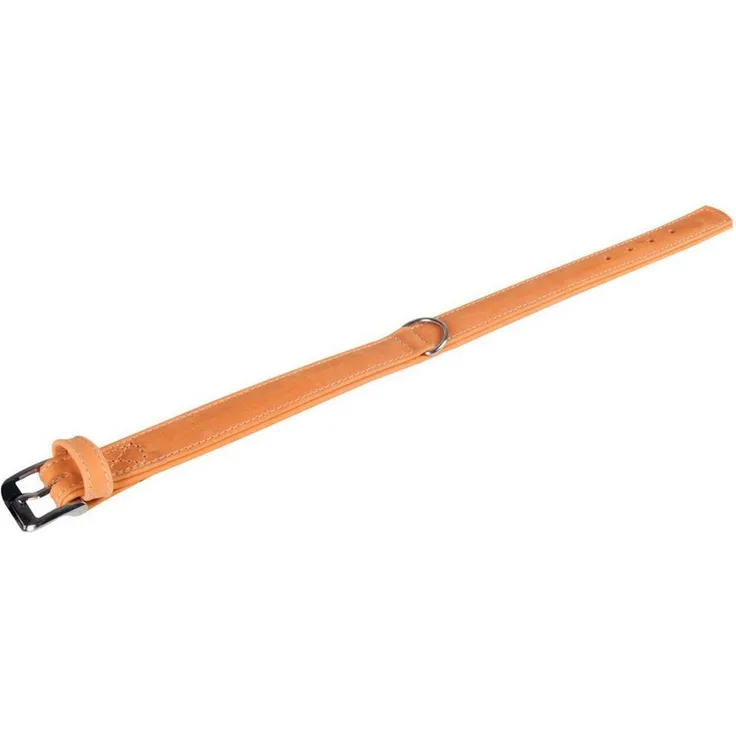 Karlie Hunde-Halsband Buffalo hellbraun mit Adresstube und verchromten Beschlägen