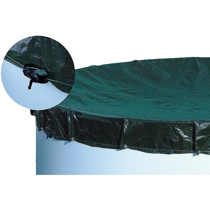 my POOL BWT Pool-Abdeckplane für Achtformbecken, schwarz/grün, 580 x 380 cm aus Polyethylen, inkl. Spannschnur