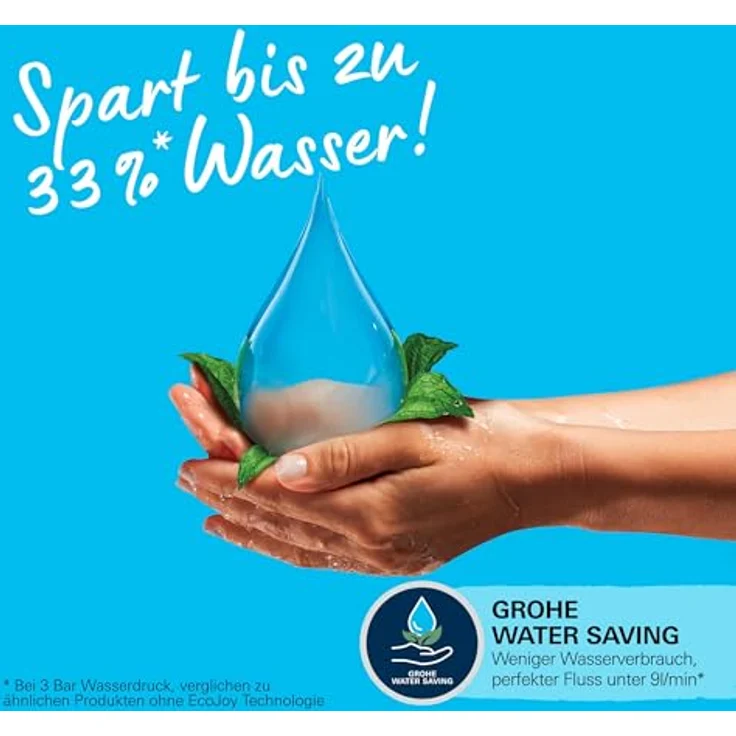 Grohe Handbrause 3 Strahlarten Vitalio Comfort 110 chrom, eckige Form, Rain/Jet/Massage Strahlarten, SpeedClean Silikondüsen – Bild 6