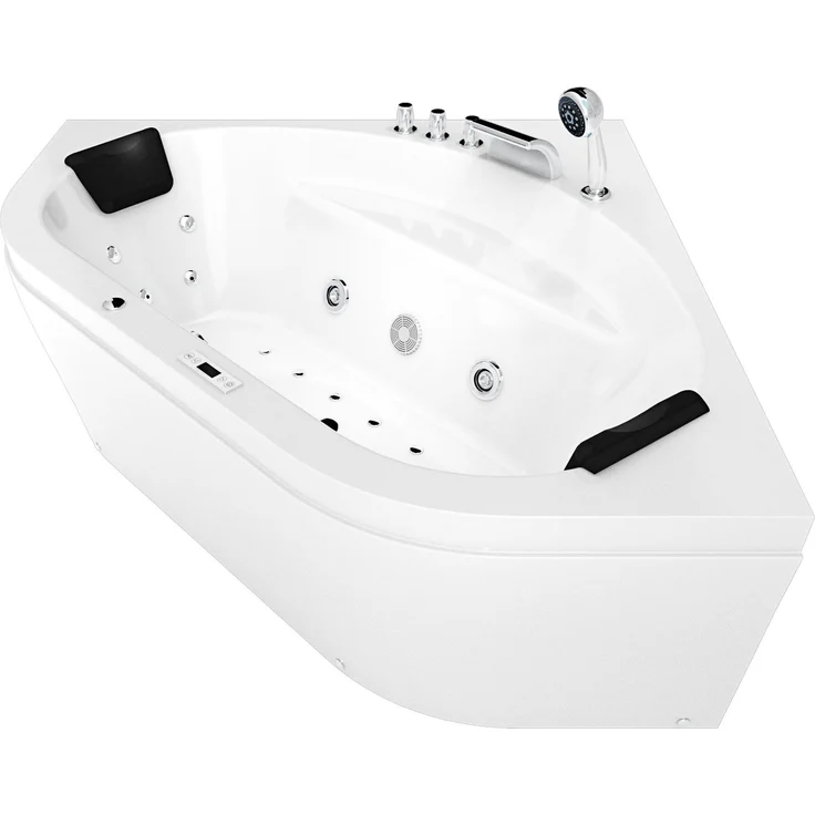 AcquaVapore Whirlpool-Badewanne Eckwanne W20H-TH 140x140cm, (1-tlg), mit Heizung, Luft- und Wassermassage, Bluetooth-Radio, 7 Farblichtspot - Schwarz
