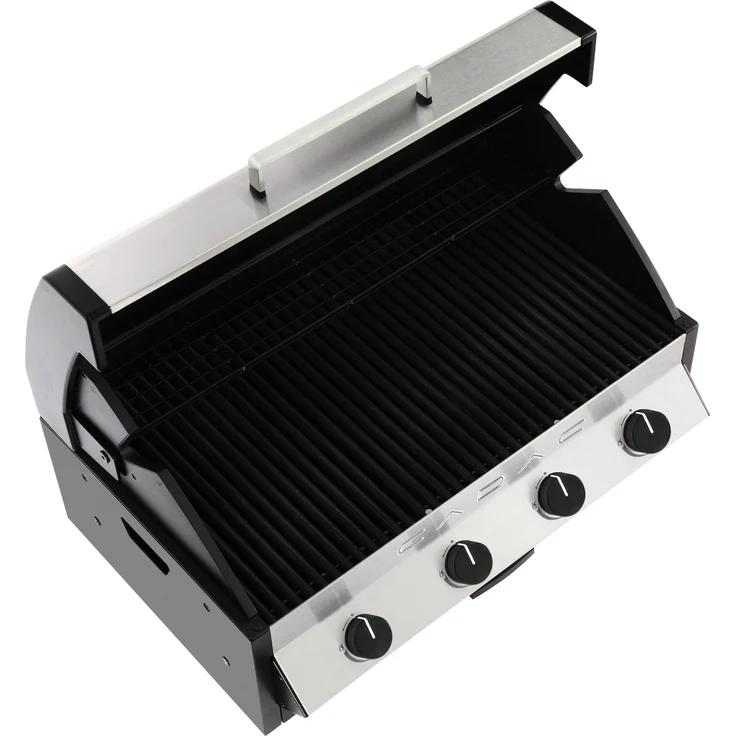 CADAC Meridian Einbaugrill Gasgrill, 4 Brenner, Edelstahl, mit Thermometer, mit Warmhalterost – Bild 3
