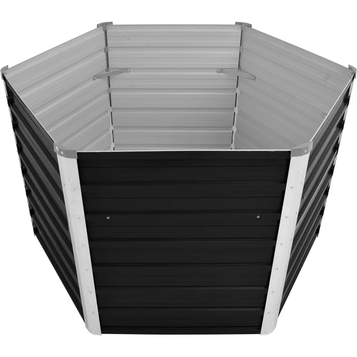vidaXL Garten-Hochbeet Anthrazit 129 x 129 x 77 cm Verzinkter Stahl sechseckig – Bild 2