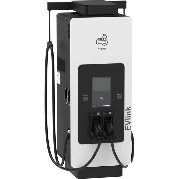 Schneider Pro DC Ladestation 150kW, 2x CCS2 Anschlüsse, 10,4 Zoll LCD-Display, IP55, IK10, ISO15118, OCPP1.6j