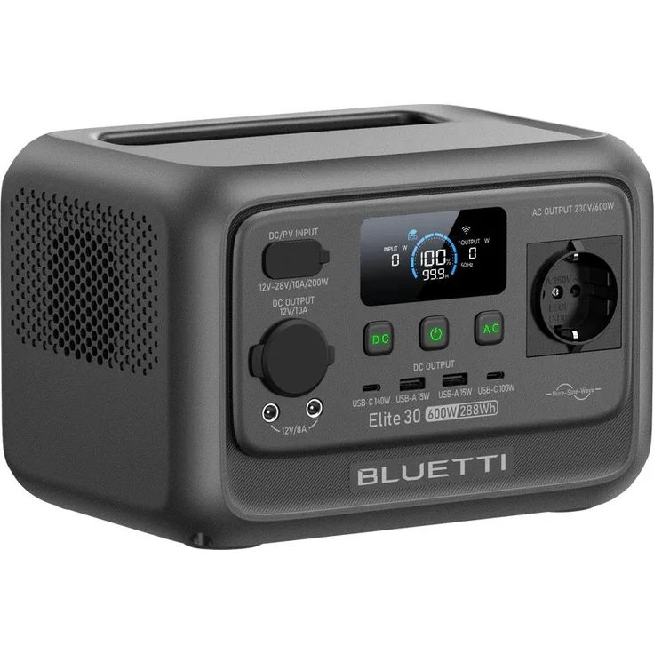 BLUETTI Elite 30 V2 Tragbare Powerstation 288Wh, 600W AC Ausgang, Solargenerator für Camping, 10ms USV-Funktion, 4,3 kg, flüsterleiser Betrieb