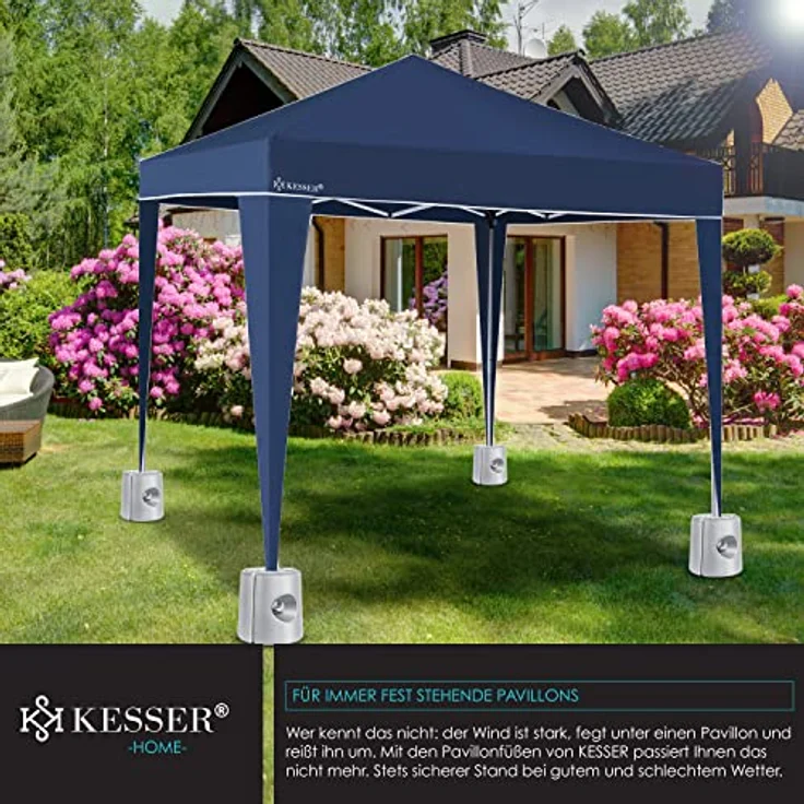 KESSER Pavillonstandfüße 4er Set Pavillon Standfuß mit Wasser-Sand befüllbar 22 x 22 x 25cm HDPE Gewichte zur Stabilisation für Pavillons Gartenzelte Festzelte Standsicherung Stabil Hellgrau – Bild 9