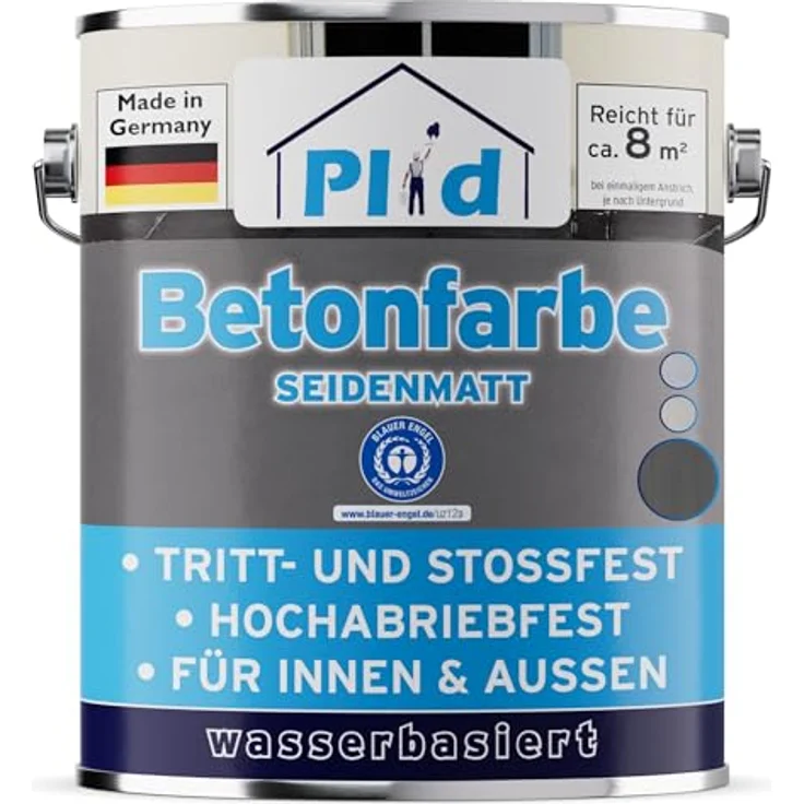 Plid® Betonfarbe Innen & Außen, Frostsicher, Anthrazitgrau, 0,75L, Flüssigkunststoff Bodenbeschichtung für Keller, Zement, Mauerwerk & Holz - Made in Germany – Bild 1