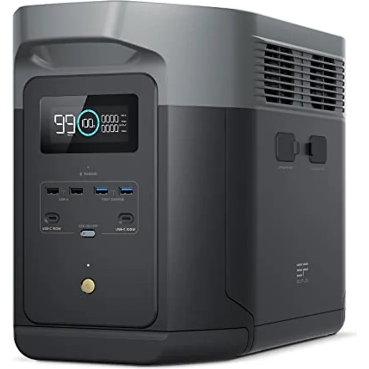 EcoFlow DELTA 2 Max tragbare Powerstation 2048Wh, erweiterbar 2-6 kWh, LFP-Batterie mit 3000 Zyklen, 80% Ladung <1 Std, 3000W Max Ausgangsleistung, Solargenerator für Zuhause, Camping, Wohnmobil