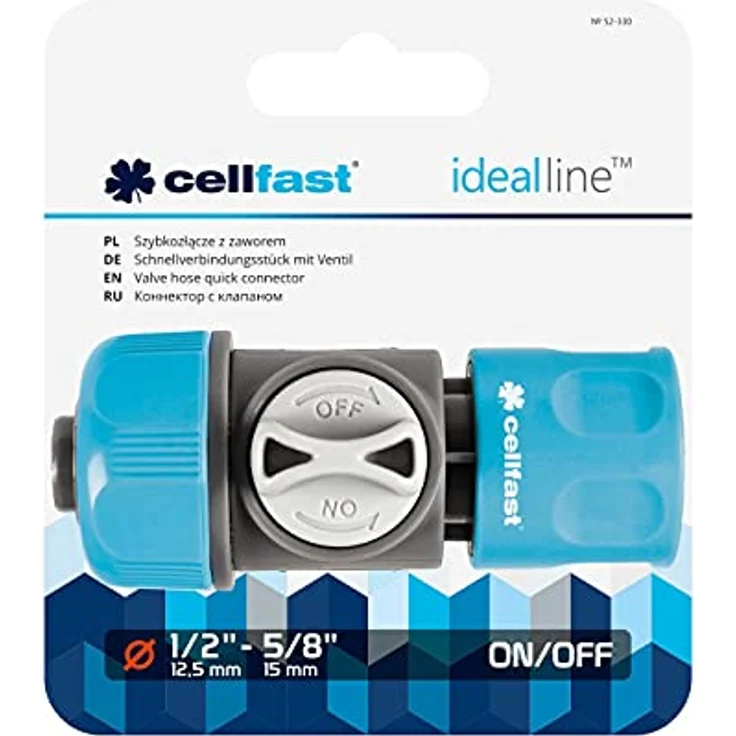 Cellfast-Schnellkupplung mit IDEAL™-Ventil 1/2", Einfach zu justieren, Ergonomisches Design, PC/ABS-Kunststoff, Hohe Qualität, 52-330, Blau – Bild 2
