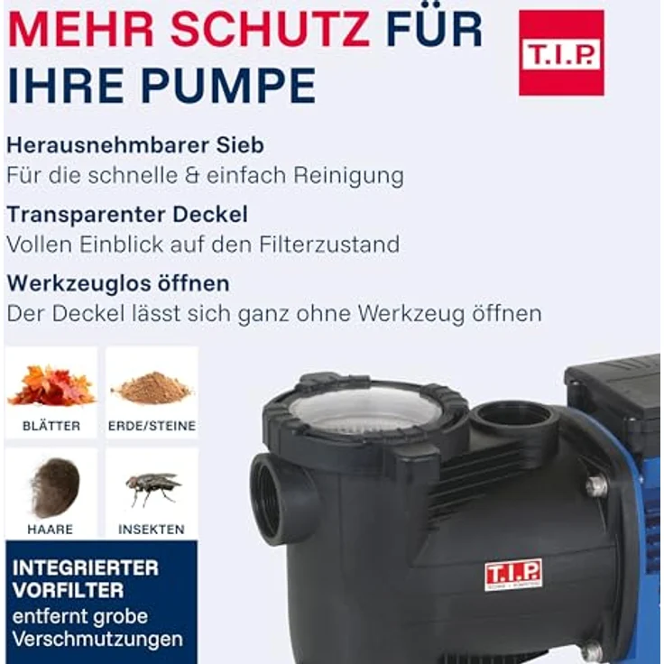 T.I.P. Schwimmbadpumpe Filterpumpe Umwälzpumpe SPP 400 FT mit Timer, bis 10.000 l-h – Bild 7