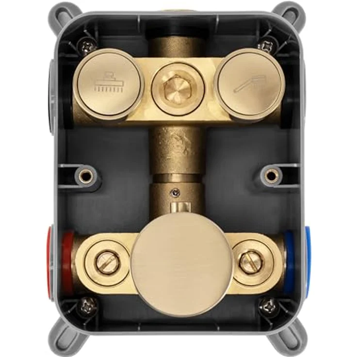 wohnwerk.idee Duschsystem Miler, Unterputz Dusche mit Thermostat und Regendusche, Gold Matt Poliert – Bild 5