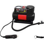 ULTIMATE SPEED® Mini 12V Luft Kompressor UMK 10, max. 10,3 bar, mit integrierten Manometer und LED Lampe + HEADNMORE® Schlüsselanhänger im Bundle
