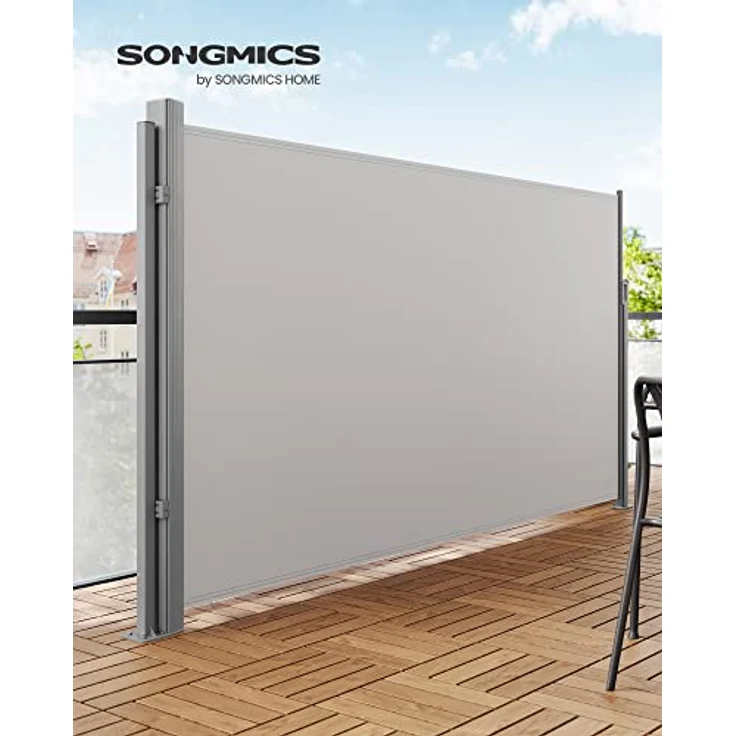 SONGMICS Standpfosten für Markisenkasten, Haltestange, Keine Wandmontage der Markise erforderlich, nur für SONGMICS Alu-Einzel-Seitenmarkisen geeignet, grau GSA002 – Bild 2