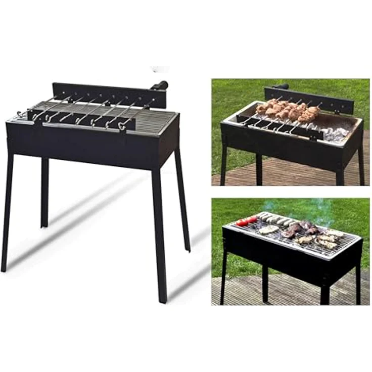 Mangal Grill 2in1 inkl 8x Drehspieße mit Motor und Grillrost Schaschlik Standgrill – Bild 2