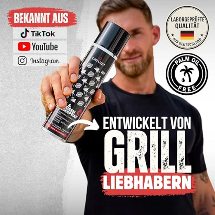 ONELIQIT® Grill & Gusseisen Pflegespray 400ml, Antihaft-Spray für Grillrost und Dutch Oven, pflanzlich und palmölfrei – Bild 2
