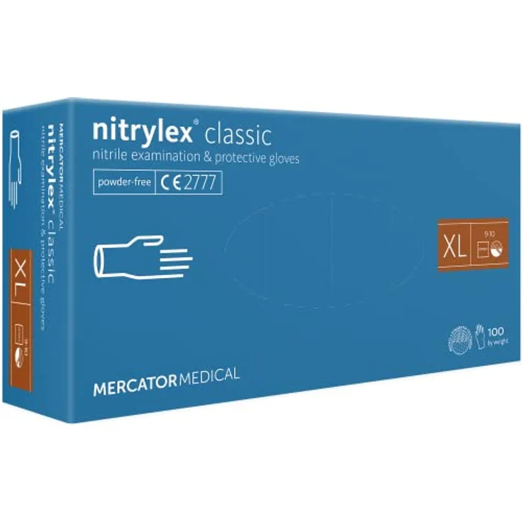 Nitrilhandschuhe, puderfreie Einweghandschuhe NITRYLEX CLASSIC, Größe: XL - 100 Stück, texturierte Fingerspitzen, latexfreie Einmalhandschuhe, Nitril-handschuhe, blau – Bild 1