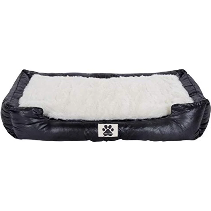 M&L Handel DeluxePet 'Schlummer' Hundebett schwarz 120x80 aus Kunstleder mit 2in1 Wendekissen, Hundekissen für große Hunde, Seiten weich gepolstert, Anti-Rutsch Rückseite – Bild 5