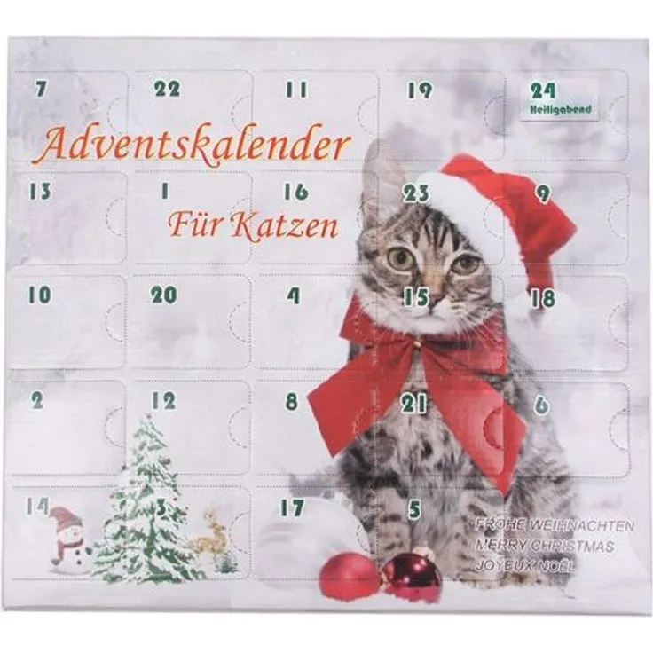 Ollesch Tier-Beschäftigungsspielzeug Katzenspielzeug Adventskalender für Katzen Weihnachten, 24 Türchen, kein Leckerli enthalten