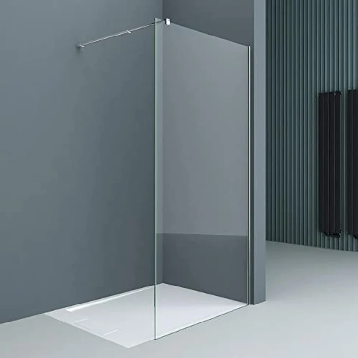 doporro Luxus Duschwand Duschabtrennung Bremen1K 60x200 Walk-In Dusche mit Stabilisator aus Echtglas 8mm ESG-Sicherheitsglas Klarglas inkl. Nanobeschichtung – Bild 2