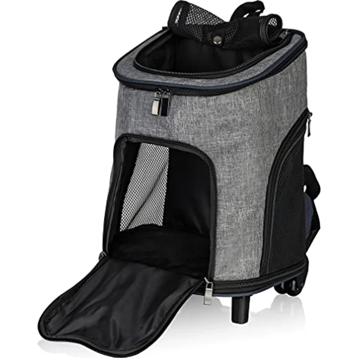 Knuffelwuff Hunderucksack Trolley faltbar 2 in 1 mit Rollen und Griff 33x30x50cm, in Schwarz - Trolley Rucksack – Bild 2
