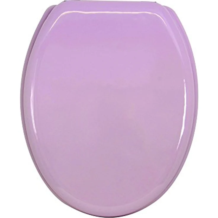 MSV WC-Sitz Cleo, MDF 45 cm x 37 cm x 5,6 cm, rosa, rostfreie Scharniere, feuchtigkeitsresistente Beschichtung, rutschfest – Bild 2