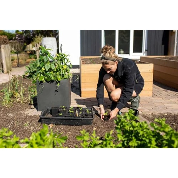 Capi Europe Blumentopf quadratisch Smooth NL 50x50 Schwarz Öffnung Ø42 wasserdicht bruchsicher KBL904 – Bild 2