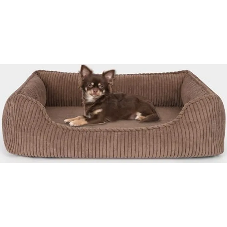 PAW WOW Anton Hundebett | Orthopädisches Hundekissen für kleine und mittelgroße Hunde, Braun, 80x60cm, Memory Foam-Technologie, waschbarer Bezug