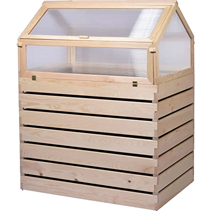 dobar® 58390FSCe XXL Frühbeet Hathi Masssivholz 500 L | Großer Pflanzkasten mit Gewächshaus | Abnehmbarer Frühbeetkasten | Anzuchthaus für Jungpflanzen | Riesen Hochbeet | 100 x 70 x 130 cm | Natur – Bild 5