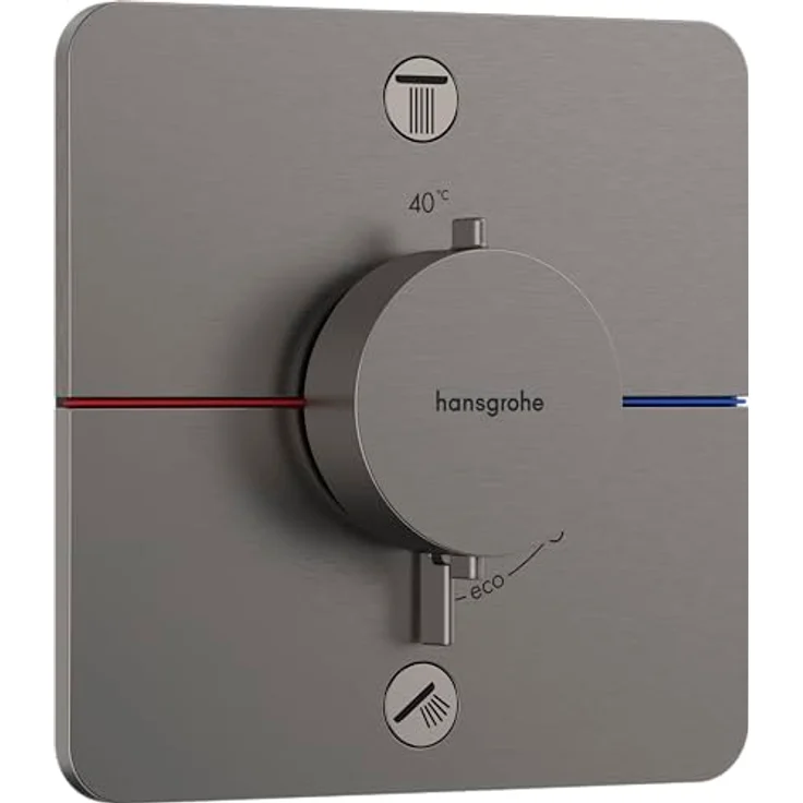 hansgrohe ShowerSelect Comfort Q - Unterputz Thermostat Armatur, SafetyStop bei 40°C, Mischbatterie für 2 Verbraucher, Brushed Black Chrome – Bild 1