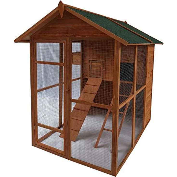 HTI-Living Hühnerstall Großes Hühnerhaus mit Freilaufgehege, für 6–8 Hühner, wetterfest und leicht zu reinigen, 191 x 160 x 170 cm – Bild 2