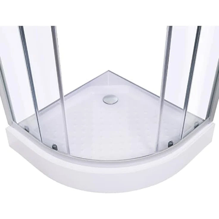 Belvit® Viertelkreis Duschkabine 90x90x200 cm mit Schiebetür, 4 mm ESG Klarglas, verchromte Profile, Antikalk Nano Beschichtung, inklusive Duschwanne, Eckmontage – Bild 2