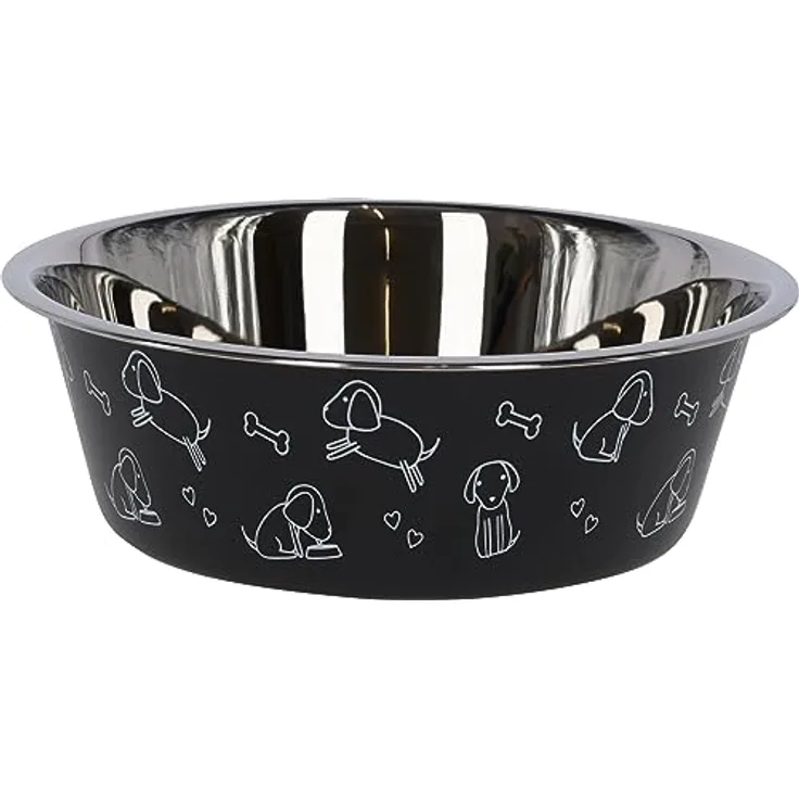 Edelstahlnapf ca. 4000ml schwarz mit Motiv