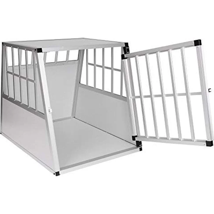 EUGAD Tiertransportbox, Hundetransportbox Alu Reisebox Autobox 85x65x69 cm, Silber, mit Sicherheitsverschluss und guter Belüftung - Preisvergleich – Bild 3