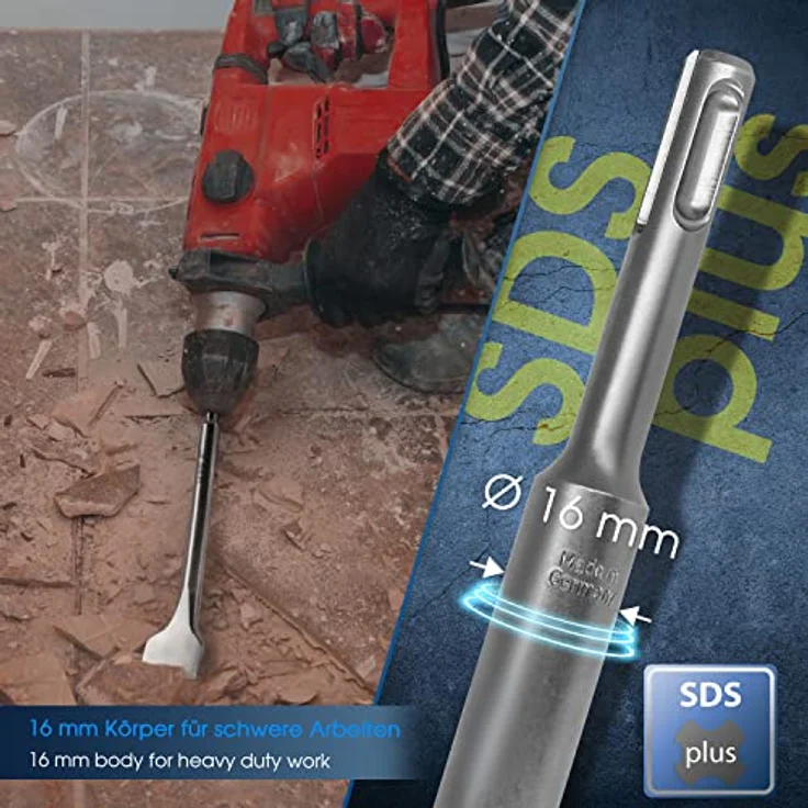 S&R Fliesenmeißel SDS-plus 250 x 40 mm, angewinkelt, gehärtet, Profi-Qualität, Made in Germany – Bild 4