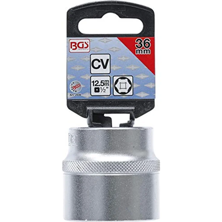 BGS technic Bohrer- und Bitset 2936, 1/2" Innenvierkant, Chrom-Vanadium-Stahl, verchromt, matt, 36 mm Schlüsselweite – Bild 3