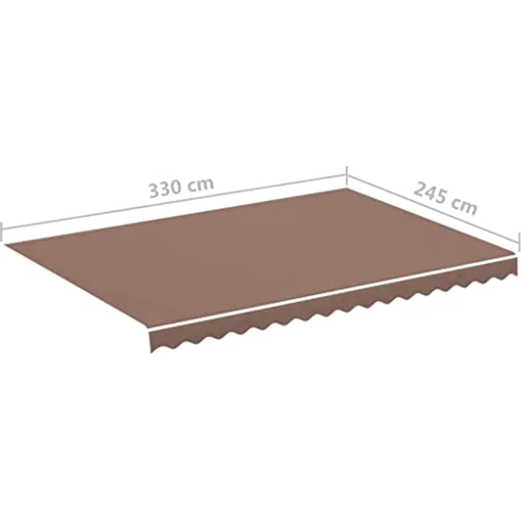 DELUKE® Markisenbespannung Markisenstoff Wasserabweisend Reißfest | Braun, für 350x250cm Rahmen mit Volant | Markisentuch UV 60+ Sonnenschutz – Bild 2