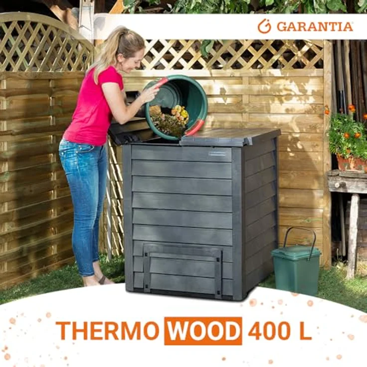 Garantia THERMO-WOOD Komposter 400 L inkl. Bodengitter, anthrazit-braun - 626058 – Bild 2